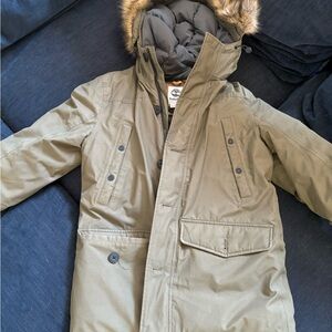 Timberland Men’s Scar Ridge Waterproof Parka in Olive with Faux Fur Hood
